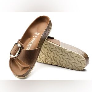 Birkenstock Madrid Big Buckle Sandals Narrow Fit cognac oil